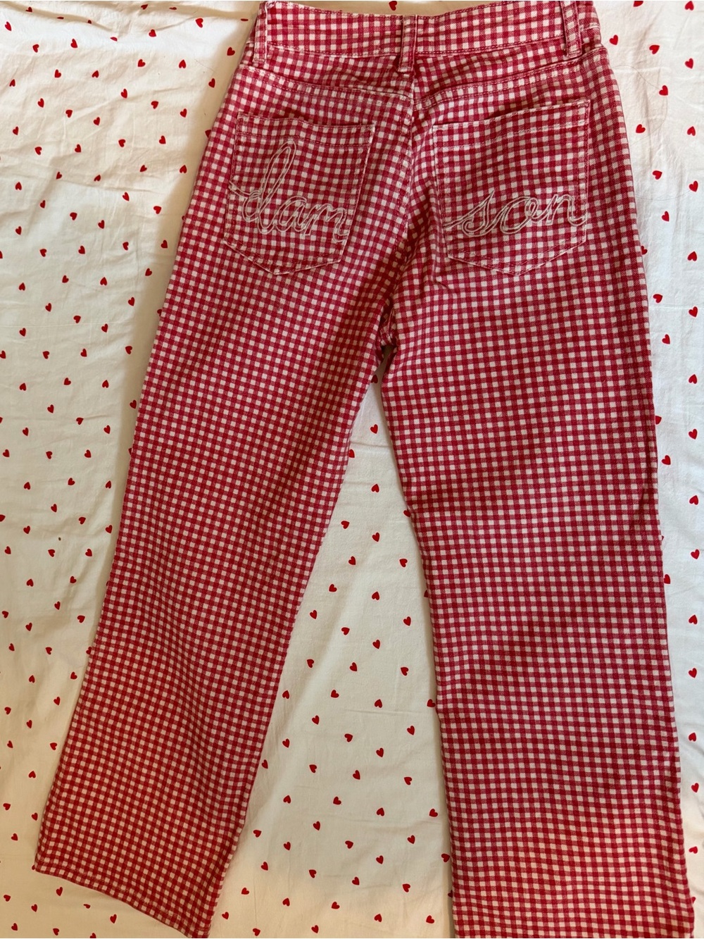 Damson Madder Red Gingham Cropped Jeans - Picture 2 of 5